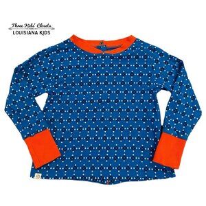 Alba Of Denmark Sz 104 (4Y) Blue & Orange Geometric Print Top
